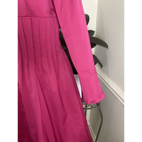 javier simorra barcelona, below the knee pink jacket, pleated, button up,size8 - Picture 6 of 11